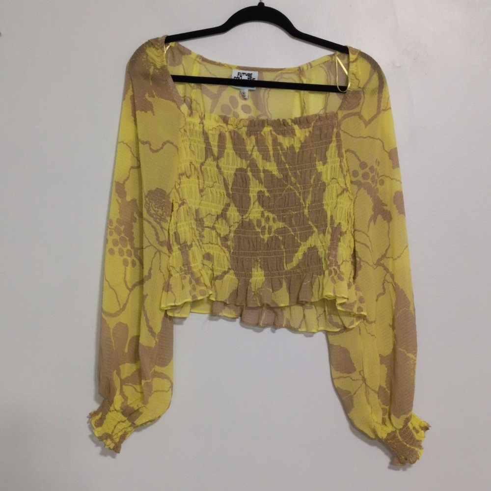 Future collection, neon yellow and brown long sleeve smoked boncie